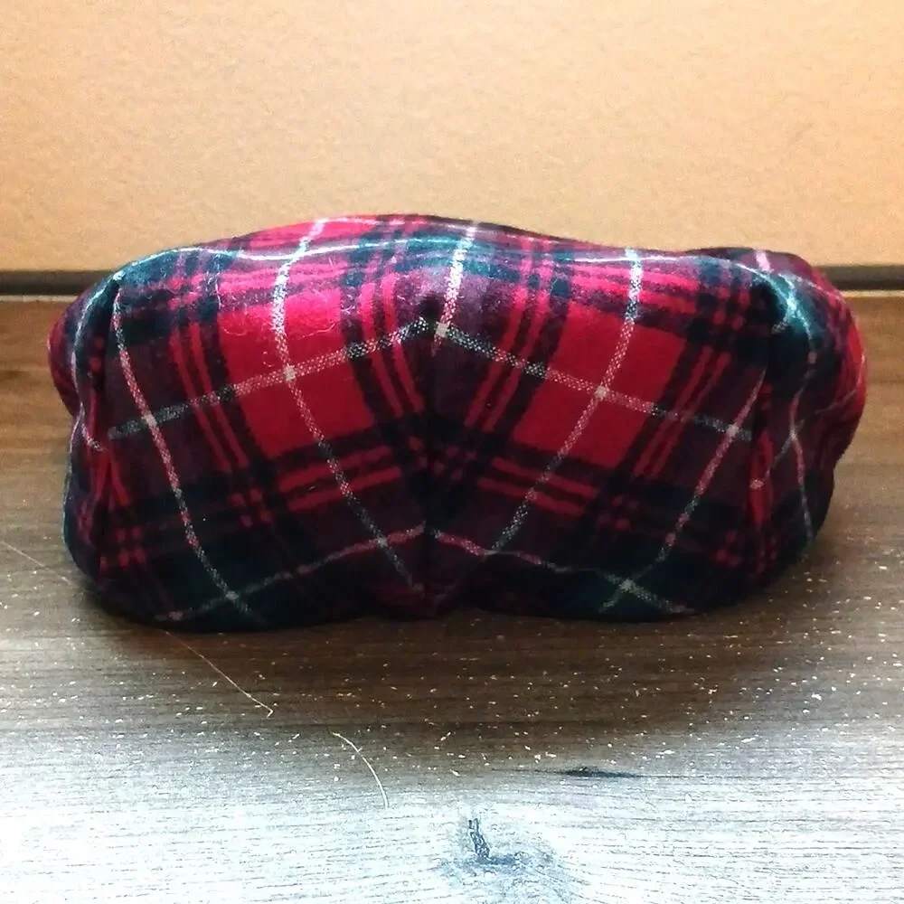 Pendleton Red Plaid Newsboy Wool Flat Cap Newsie OS